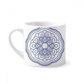 Dıythinker 170 ml Çin Çin Mavi Çiçek Desenli Mini Beyaz Çömlekçilik Seramik Saplı Kupa