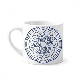 Dıythinker 170 ml Çin Çin Mavi Çiçek Desenli Mini Beyaz Çömlekçilik Seramik Saplı Kupa