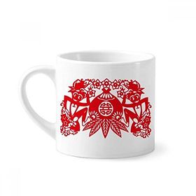 Dıythinker 170 ml Çin Çin Zodyak Maymun Şeftali Çiçekleri Mini Beyaz Çömlek Seramik Saplı Kupa