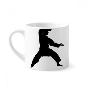 Dıythinker 170 ml Çin Dövüş Sanatı Shaolin Kung Fu Desenli Mini Beyaz Çömlek Seramik Saplı Kupa