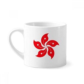 Dıythinker 170 ml Çin Hong Kong Bölgesel Bayrak Mini Beyaz Çömlekçilik Seramik Saplı Kupa