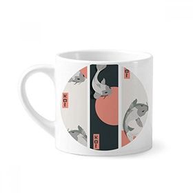 Dıythinker 170 ml Çin Japon Balık Desenli Mini Beyaz Çömlekçilik Seramik Saplı Kupa
