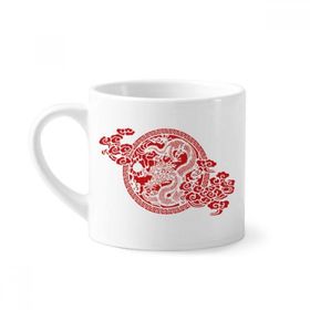 Dıythinker 170 ml Çin Kırmızı Ejderha Hayvan Soyut Mini Beyaz Çömlek Seramik Saplı Kupa