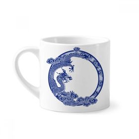 Dıythinker 170 ml Çin Kültürü Mavi Ejderha Mini Beyaz Çömlekçilik Seramik Saplı Kupa