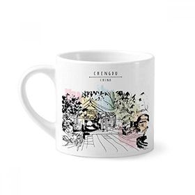 Dıythinker 170 ml Çin Lijiang'da Huzurlu Bir Pavilion Mini Beyaz Çömlek Seramik Saplı Kupa