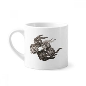 Dıythinker 170 ml Çin Mürekkep Stili Beş Goblin Mini Beyaz Çömlekçilik Seramik Saplı Kupa