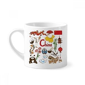 Dıythinker 170 ml Çin Panda Landscap Ulusal Bayrak Mini Beyaz Çömlekçilik Seramik Saplı Kupa