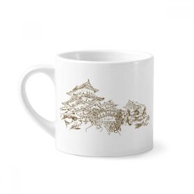 Dıythinker 170 ml Çin Simgesi Eskiz Mini Beyaz Çömlekçilik Seramik Saplı Kupa