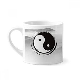 Dıythinker 170 ml Çin Taichi Sekiz Diyagram Dağ Mini Beyaz Çömlek Seramik Saplı Kupa