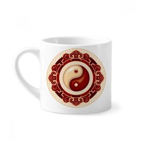 Dıythinker 170 ml Çin Taichi Sekiz Diyagram Desenli Mini Beyaz Çömlek Seramik Saplı Kupa