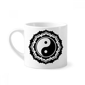 Dıythinker 170 ml Çin Taichi Sekiz Diyagram Desenli Mini Beyaz Çömlek Seramik Saplı Kupa
