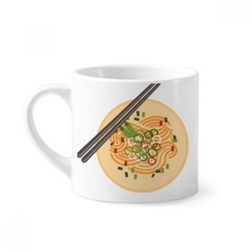 Dıythinker 170 ml Çin Yemek Erişte Lezzetli Yiyecek Desenli Mini Beyaz Çömlek Seramik Saplı Kupa