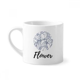 Dıythinker 170 ml Çizgi Çizimi Soyut Bitkiler Sanat Mini Beyaz Çömlekçilik Seramik Saplı Kupa