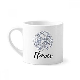 Dıythinker 170 ml Çizgi Çizimi Soyut Bitkiler Sanat Mini Beyaz Çömlekçilik Seramik Saplı Kupa