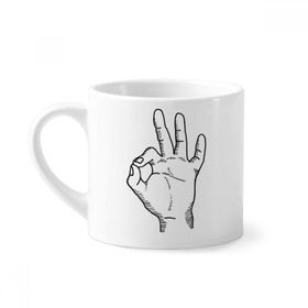 Dıythinker 170 ml Çizgi Çizimi Tamam Jest Desenli Mini Beyaz Çömlek Seramik Saplı Kupa
