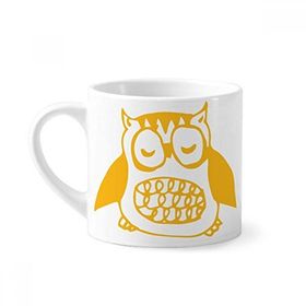 Dıythinker 170 ml Çizgi Film Fat Owl Protect Animal Pet Lover Mini Beyaz Çömlek Seramik Saplı Kupa