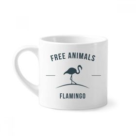 Dıythinker 170 ml Çizgi Film Flamingo Hayvan Mavi Silüet Mini Beyaz Çömlek Seramik Saplı Kupa