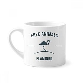 Dıythinker 170 ml Çizgi Film Flamingo Hayvan Mavi Silüet Mini Beyaz Çömlek Seramik Saplı Kupa