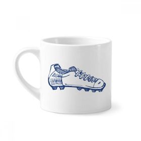 Dıythinker 170 ml Çizgi Film Futbol Ayakkabıları Mavi Desenli Mini Beyaz Çömlekçilik Seramik Saplı Kupa