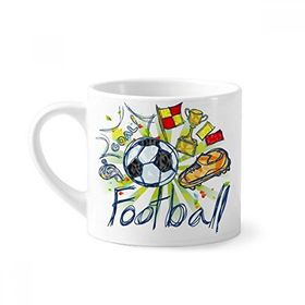 Dıythinker 170 ml Çizgi Film Futbol Serisi Desenli Futbol Mini Beyaz Çömlekçilik Seramik Saplı Kupa