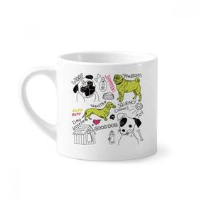 Dıythinker 170 ml Çizgi Film Köpek Metin Oyuncak İllüstrasyon Desen Mini Beyaz Çömlek Seramik Saplı Kupa