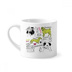 Dıythinker 170 ml Çizgi Film Köpek Metin Oyuncak İllüstrasyon Desen Mini Beyaz Çömlek Seramik Saplı Kupa
