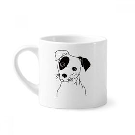Dıythinker 170 ml Çizgi Film Köpek Siyah İllüstrasyon Desenli Mini Beyaz Çömlek Seramik Saplı Kupa