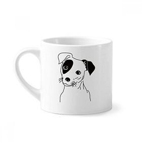 Dıythinker 170 ml Çizgi Film Köpek Siyah İllüstrasyon Desenli Mini Beyaz Çömlek Seramik Saplı Kupa