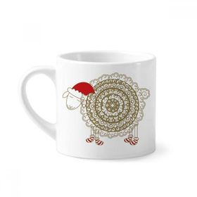 Dıythinker 170 ml Çizgi Film Koyun Noel Şapkası Çorap Mini Beyaz Çömlekçilik Seramik Saplı Kupa