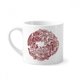Dıythinker 170 ml İki Çin Phoenix Hayvan Daire Portre Mini Beyaz Çömlek Seramik Saplı Kupa