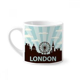 Dıythinker 170 ml İngiltere Londra Gözü Silüeti Birleşik Krallık Mini Beyaz Çömlekçilik Seramik Saplı Kupa
