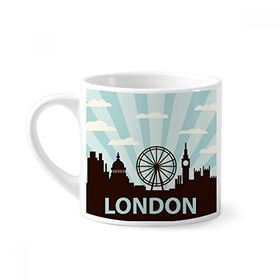 Dıythinker 170 ml İngiltere Londra Gözü Silüeti Birleşik Krallık Mini Beyaz Çömlekçilik Seramik Saplı Kupa