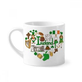Dıythinker 170 ml İrlanda Aşk Kalp Landscap Ulusal Bayrak Mini Beyaz Çömlek Seramik Saplı Kupa