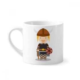 Dıythinker 170 ml İsveç Viking Çizgi Film Mini Beyaz Çömlekçilik Seramik Saplı Kupa