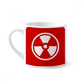 Dıythinker 170 ml İyonizasyon Radyasyonu Kırmızı Kare Uyarı İşareti Mini Beyaz Çömlek Seramik Saplı Kupa