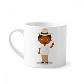 Dıythinker 170 ml Şapka Siyah Küba Çizgi Film Mini Beyaz Çömlekçilik Seramik Saplı Kupa