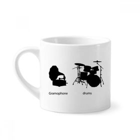 Dıythinker 170 ml Şarkı Müzik Davul Kiti Enerji Desenli Mini Beyaz Çömlekçilik Seramik Saplı Kupa