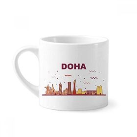 Dıythinker 170 ml Şehir Simgesi İnşaat Doha Mini Beyaz Çömlekçilik Seramik Saplı Kupa