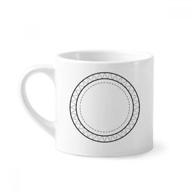 Dıythinker 170 ml Şekilli Daire Sembollü Totem Desenli Mini Beyaz Çömlekçilik Seramik Saplı Kupa