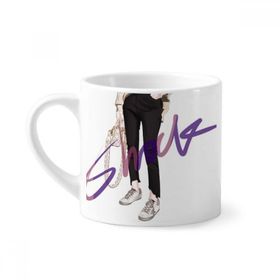 Dıythinker 170 ml Şok Kız Figür Sanat Tasarım İllüstrasyon Mini Beyaz Çömlek Seramik Saplı Kupa