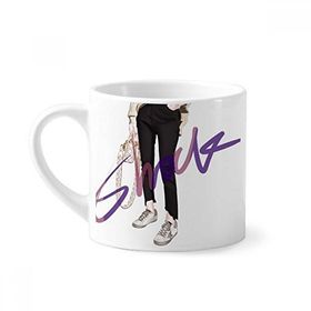 Dıythinker 170 ml Şok Kız Figür Sanat Tasarım İllüstrasyon Mini Beyaz Çömlek Seramik Saplı Kupa
