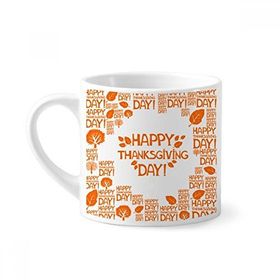 Dıythinker 170 ml Şükran Günü Soyut Kelime Desenli Mini Beyaz Çömlekçilik Seramik Saplı Kupa
