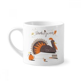 Dıythinker 170 ml Şükran Günü Soyut Türkiye Desenli Mini Beyaz Çömlekçilik Seramik Saplı Kupa
