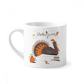 Dıythinker 170 ml Şükran Günü Soyut Türkiye Desenli Mini Beyaz Çömlekçilik Seramik Saplı Kupa