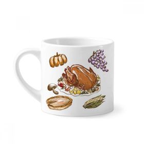 Dıythinker 170 ml Türkiye Üzüm Şükran Günü Desenli Mini Beyaz Çömlek Seramik Saplı Kupa