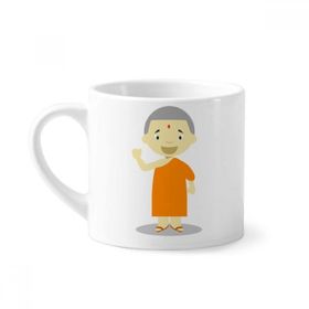 Dıythinker 170 ml Turuncu Elbise Keşiş Nepal Çizgi Film Mini Beyaz Çömlekçilik Seramik Saplı Kupa