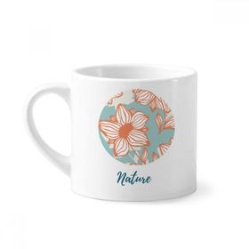Dıythinker 170 ml Turuncu Mavi Çiçek Bitki Boyası Mini Beyaz Çömlekçilik Seramik Saplı Kupa