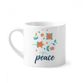 Dıythinker 170 ml Turuncu Yeşil Çiçek Bitki Boyası Mini Beyaz Çömlekçilik Seramik Saplı Kupa