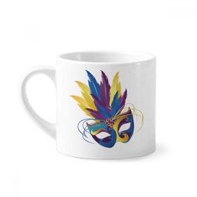 Dıythinker 170 ml Tüy Mavi Maske Happy Carnival Of Venice Mini Beyaz Çömlek Seramik Saplı Kupa
