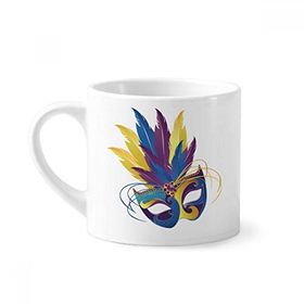 Dıythinker 170 ml Tüy Mavi Maske Happy Carnival Of Venice Mini Beyaz Çömlek Seramik Saplı Kupa